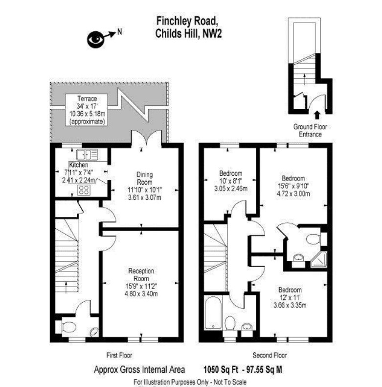 Flat 9, 759-763  Finchley Road, London NW11 8DL floorplan