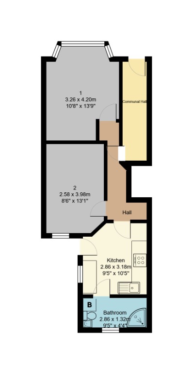 Flats 1 & 2, 144 Platt Lane, Rusholme, Manchester, Greater Manchester M14 5WH floorplan