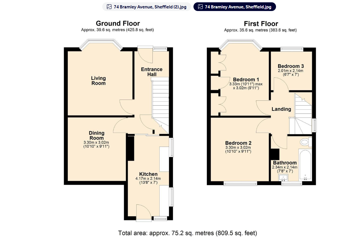 74 Bramley Avenue, Sheffield, South Yorkshire S13 8TU floorplan