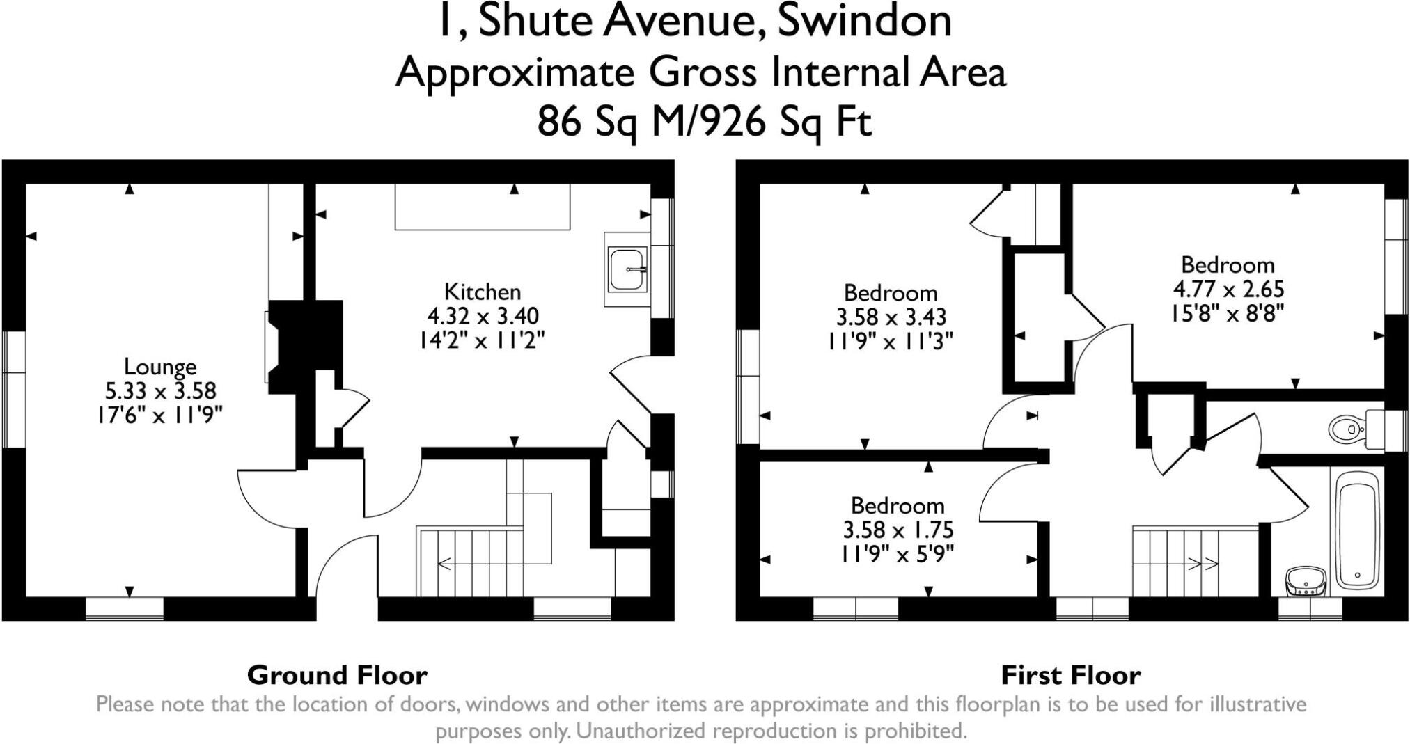 1 Shute Avenue, Watchfield, Swindon, Oxfordshire SN6 8SX floorplan