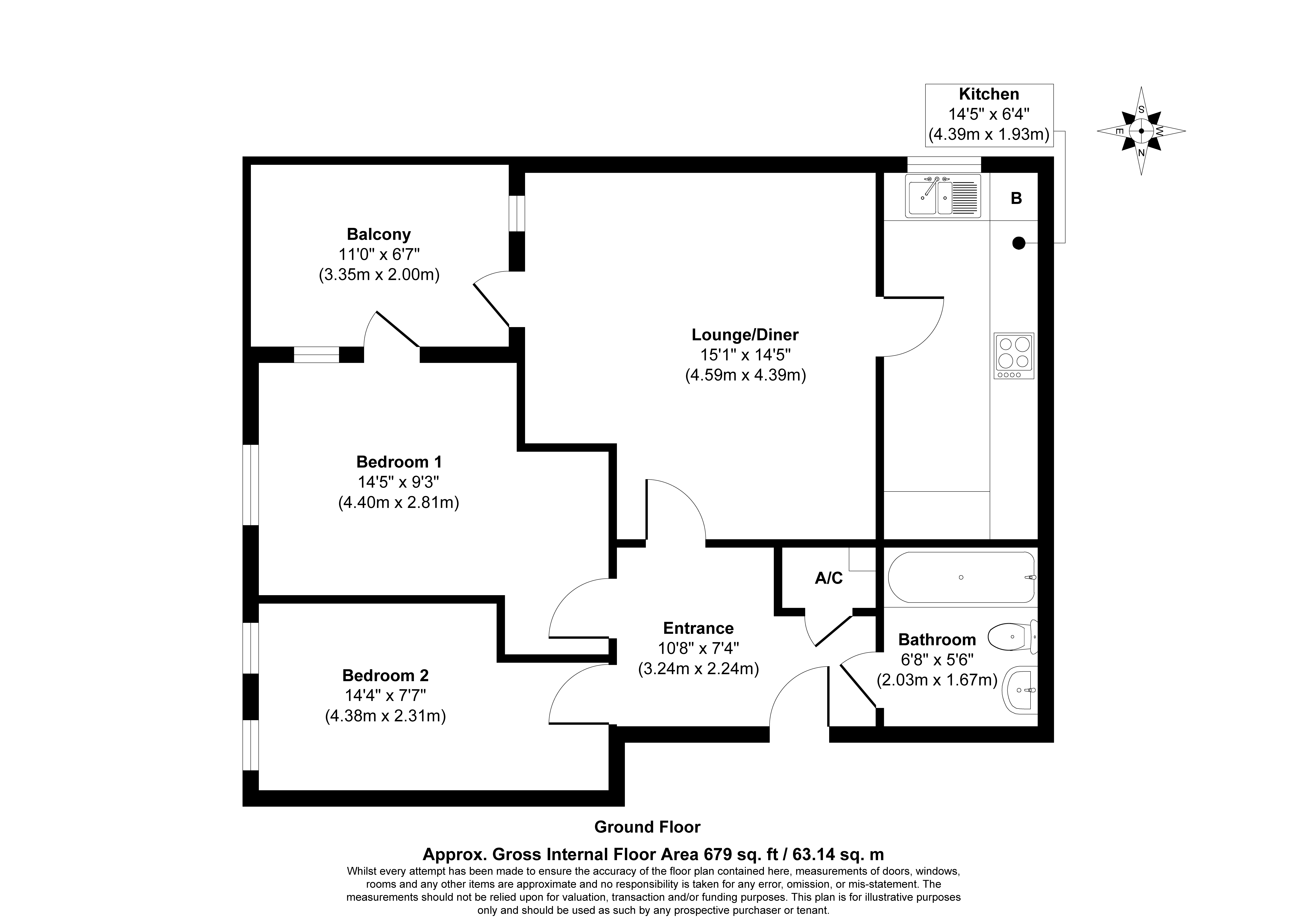 Flat 1, Regnas Heights, 198 High Road, Ilford, Greater London IG1 1LR floorplan